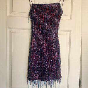 Sequin Sleeveless Dress in Purple and Blue